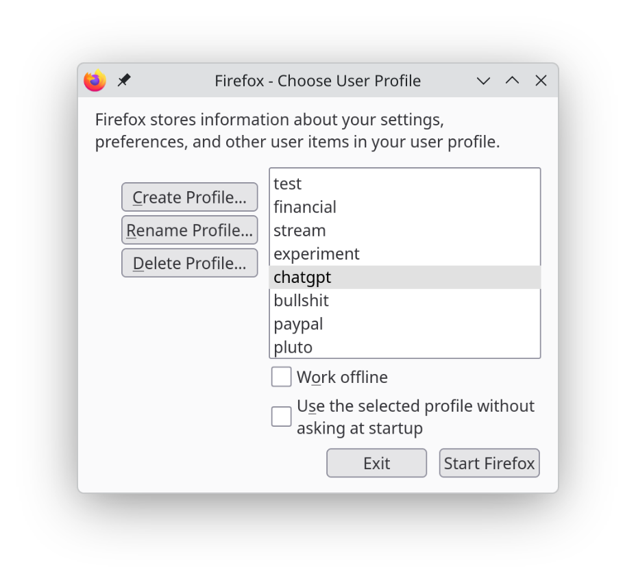 Figure 4: firefox -ProfileManager